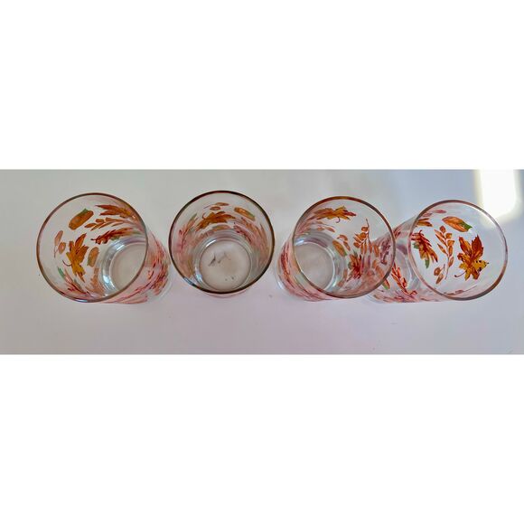 Set of 4 Vintage Libbey Crisa Autumn Leaves Drinking Glasses - Picture 2 of 4